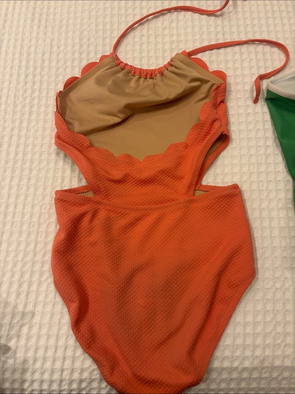 Old Navy Kids Coral and Green One-Piece Swimsuits